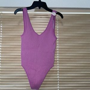 Purple/Pink Low Back Thong Bodysuit ( Seamless )